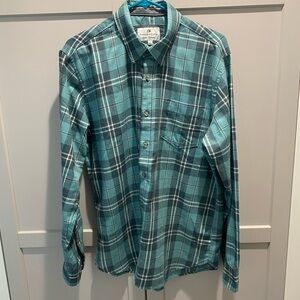 Men's Teal Casual Plaid Button-Down Shirt